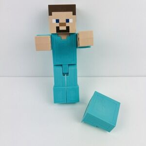 Big Minecraft Steve ‎ 8.5 - 9" Action Figure Toy  Mattel Figurine Posable Blue